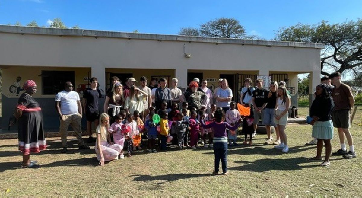 Students visiting a creche in South Africa